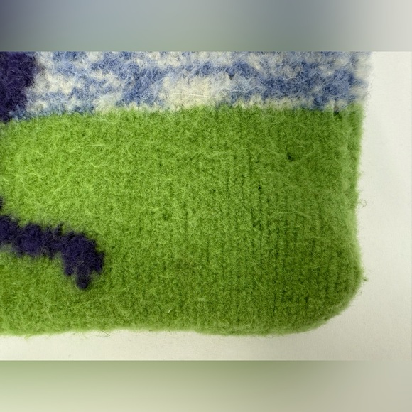 Rare Handmade Felted Wool Knitting Bag Cat & Butterfly Design, Craft Yarn Unique - Picture 6 of 8